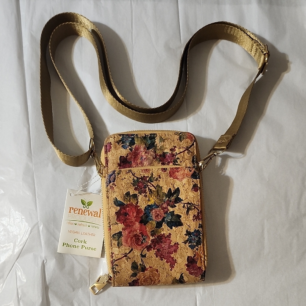 Floral Cork Phone Purse